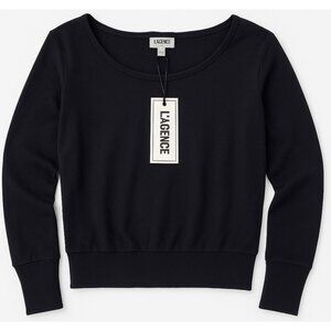 L’AGENCE Kimora Ballet Neck Black Sweatshirt New With Tags Size Small